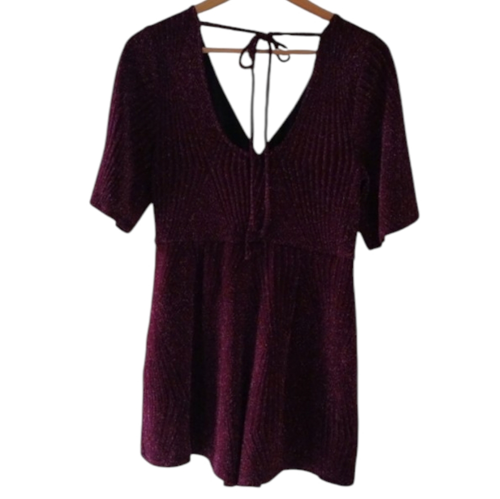 Francesca's Deep Maroon w/ Sparkle Romper Sz L